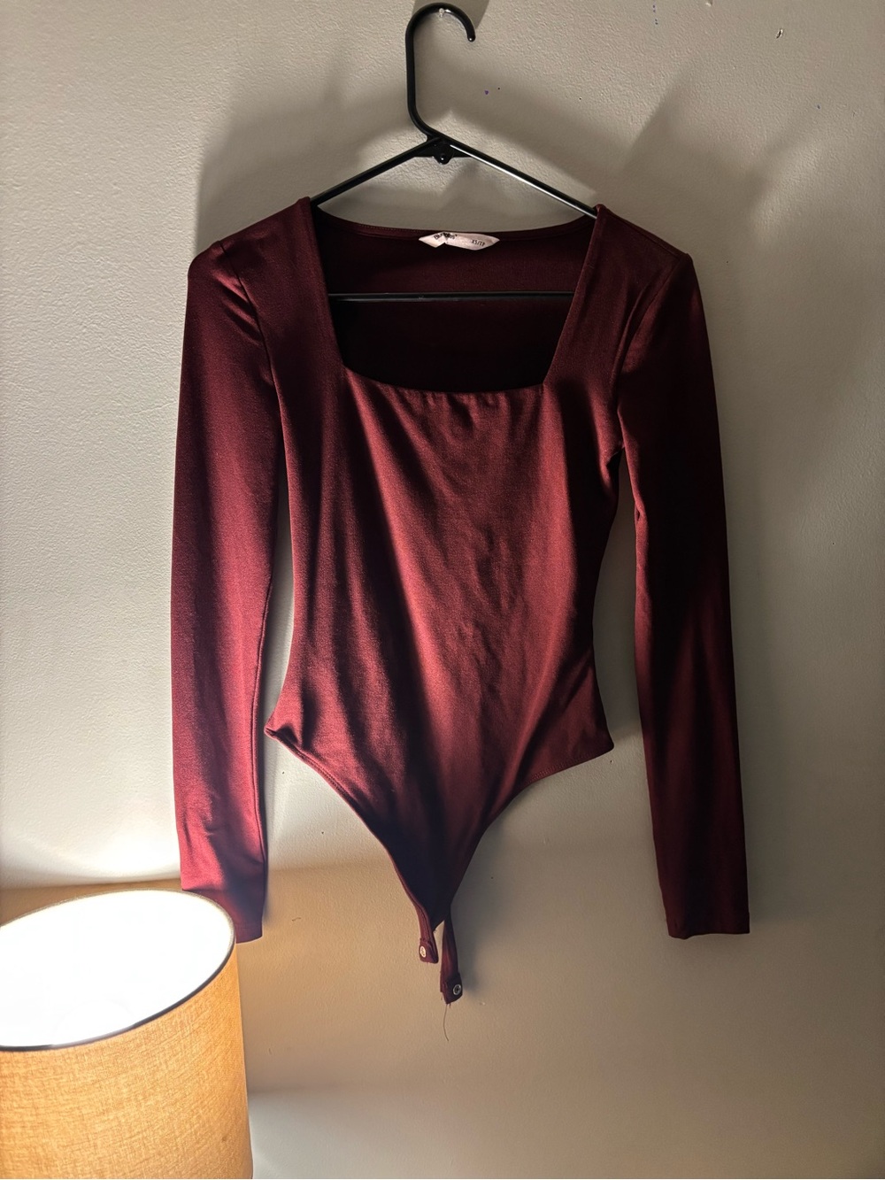 Bluenotes Long Sleeve Square Neck Bodysuit - Burgundy